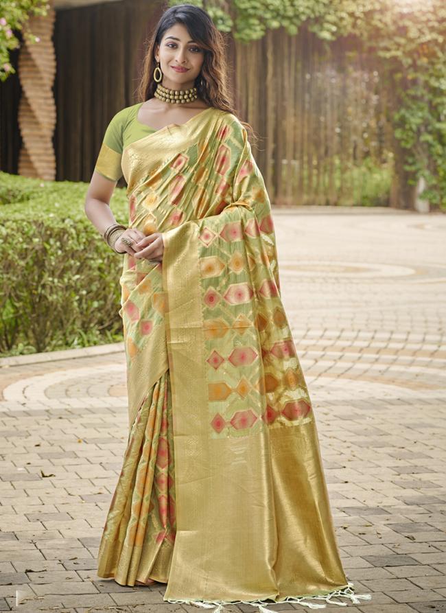 Organza Mint Festival Wear Weaving Saree